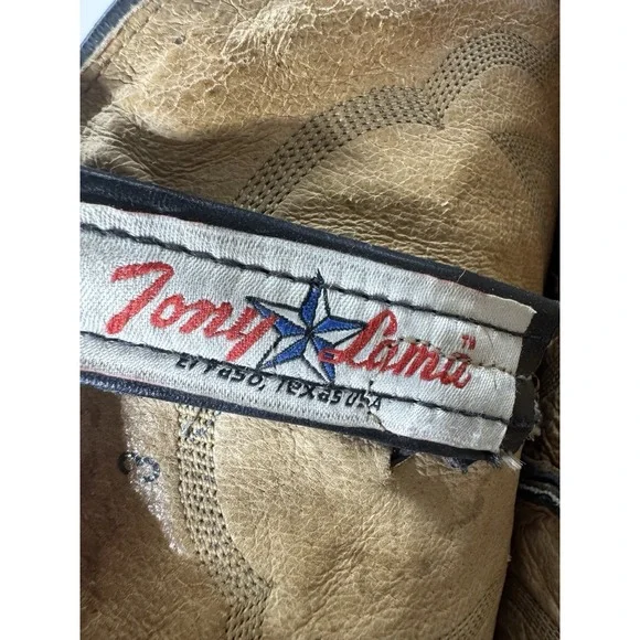 Tony Lama Men's Black Cowboy Boots Style, 9.5 EE - Picture 8 of 9